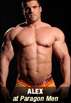 Alex pumps his man muscle at Paragon Men
