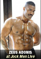 Zeus Adonis at Jock Men Live Muscle Bodybuilder Flexing Solo Jerkoff