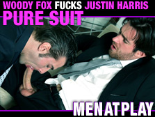 woody fox fucks justin harris and soils a suit with cum jizm at men at play